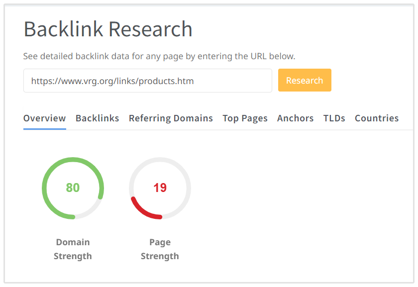 VRG Domain und Page Strength